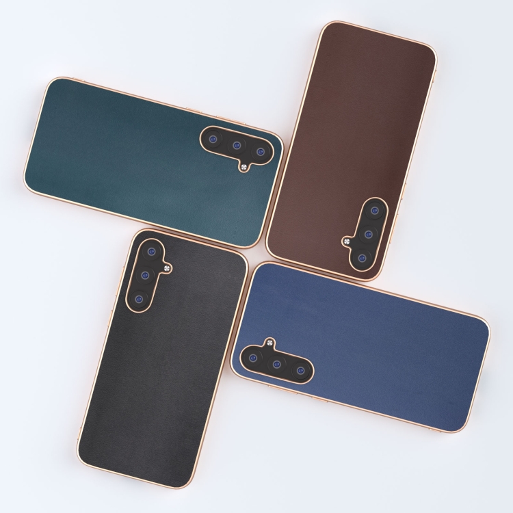 For Samsung Galaxy S23 FE 5G Genuine Leather Xiaoya Series Nano Plating Phone Case(Black) For Samsung Galaxy S23 FE 5G Genuine Leather Xiaoya Series Nano Plating Phone Case(Black)
