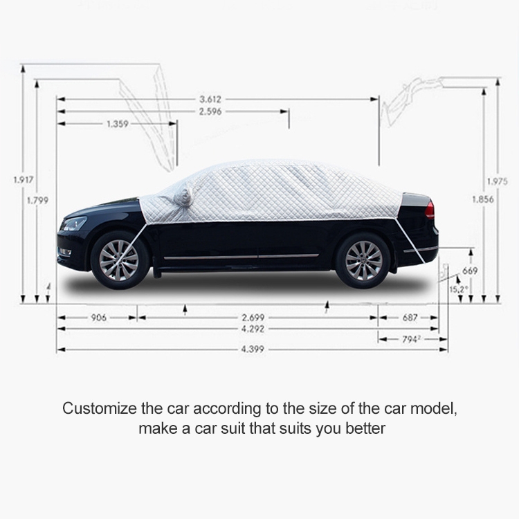 Demi-couverture de voiture Vêtements de voiture Protection solaire  Isolation thermique Sun Nisor, papier d'aluminium Taille: 5.2x2x1.8m