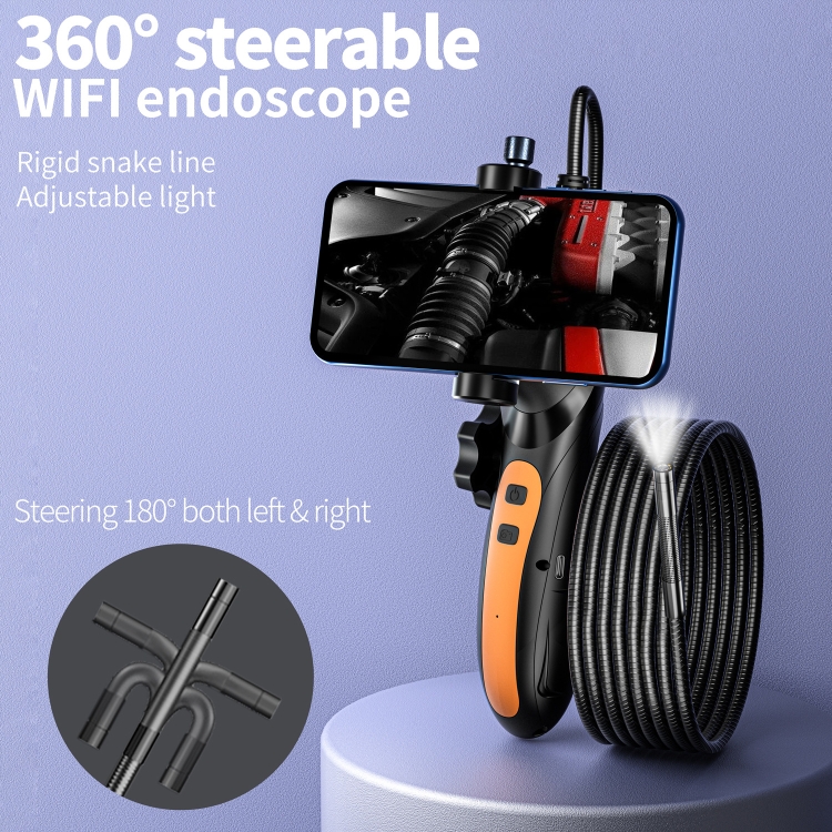 Lente F180 de 8 mm, endoscopio de reparación automotriz de giros gratis de 360 grados, especificación: tubo rígido de 1,5 m - 1