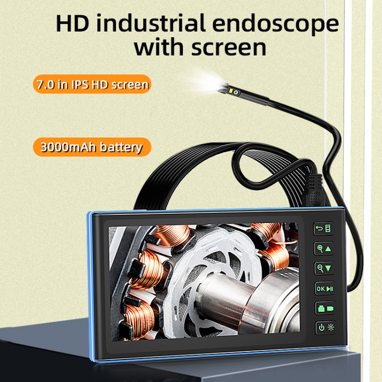 Endoscopio industrial con pantalla de 7 pulgadas, lentes duales T23 de 7,9 mm, especificación: tubo de 3,5 m - 1