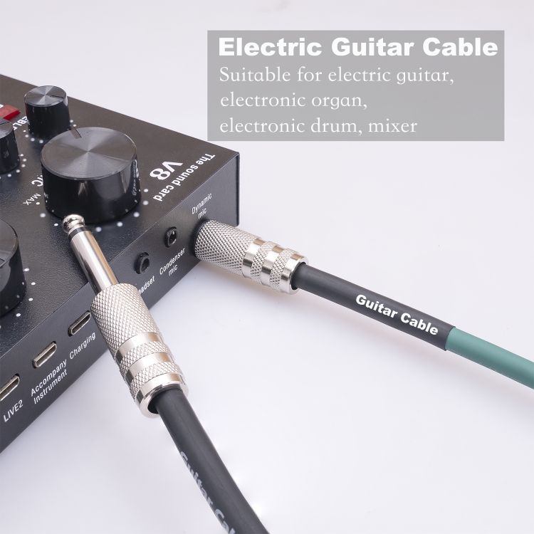 Câble audio connecteur or pour guitare électrique gris et noir