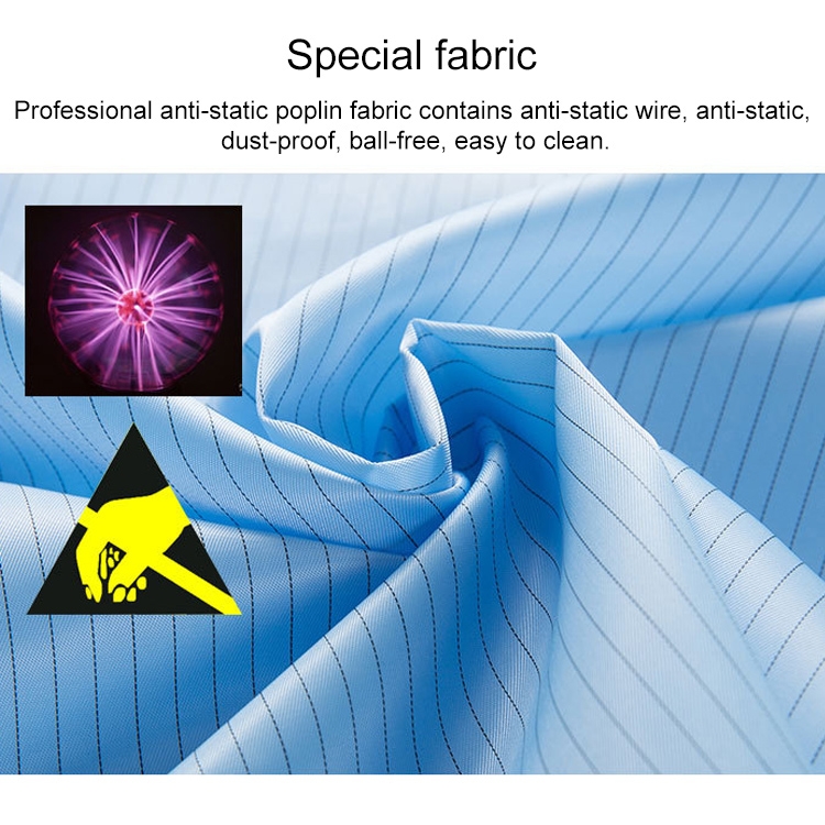 Electronic Factory Anti Static Blue Dust-free Clothing Stripe Dust-proof  Clothing, Size:XXXXL(Blue)