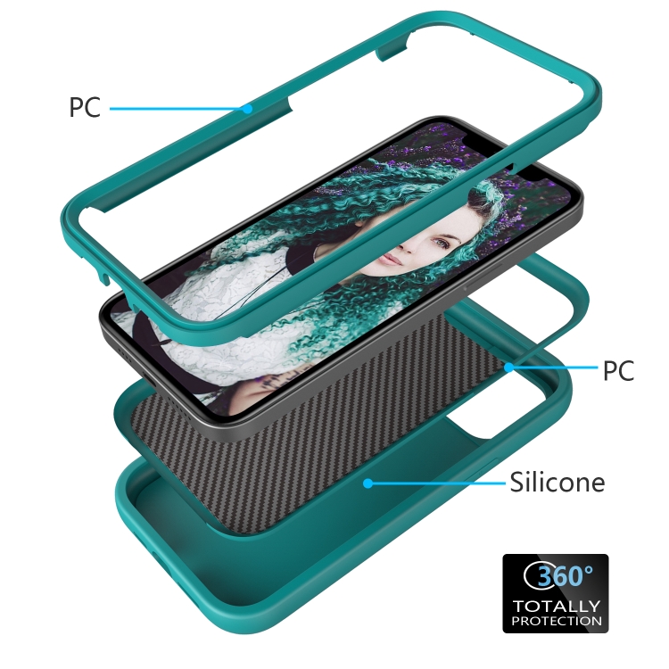 For iPhone 15 Wave Pattern 3 in 1 Silicone + PC Phone Case(Dark Sea Green) For iPhone 15 Wave Pattern 3 in 1 Silicone + PC Phone Case(Dark Sea Green)