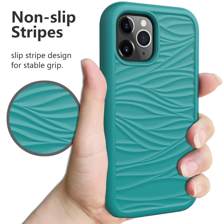 For iPhone 15 Wave Pattern 3 in 1 Silicone + PC Phone Case(Dark Sea Green) For iPhone 15 Wave Pattern 3 in 1 Silicone + PC Phone Case(Dark Sea Green)