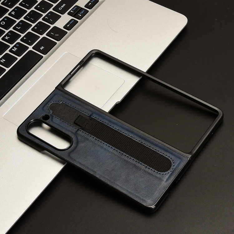 For Samsung Galaxy Z Fold5 Vintage Texture Phone Case with Pen Slot(Blue) For Samsung Galaxy Z Fold5 Vintage Texture Phone Case with Pen Slot(Blue)