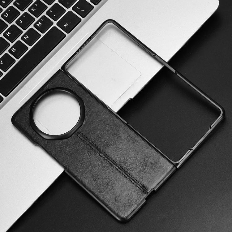 For Honor Magic V6 Cow Pattern Sewing Back Cover Phone Case(Black)