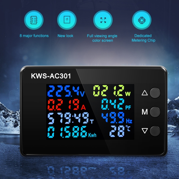 VOLTMETRO DIGITALE AC 50-300 V amperometro display LCD Watt potenza KWH
