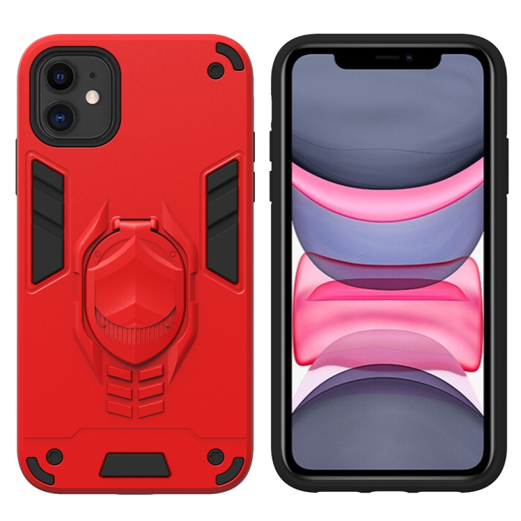 For iPhone 11 Pro 2 in 1 Armor Knight Series PC + TPU Protective Case with Invisible Holder(Red) For iPhone 11 Pro 2 in 1 Armor Knight Series PC + TPU Protective Case with Invisible Holder(Red)