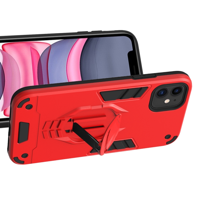 For iPhone 11 Pro 2 in 1 Armor Knight Series PC + TPU Protective Case with Invisible Holder(Red) For iPhone 11 Pro 2 in 1 Armor Knight Series PC + TPU Protective Case with Invisible Holder(Red)