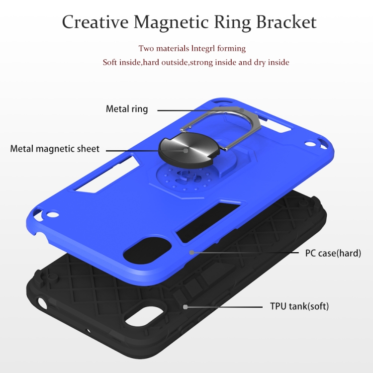 Para Huawei Y5 (2019) / Honor 8S 2 En 1 Aror Series PC + Funda Protectora De TPU Con Soporte Para Anillo (azul Oscuro