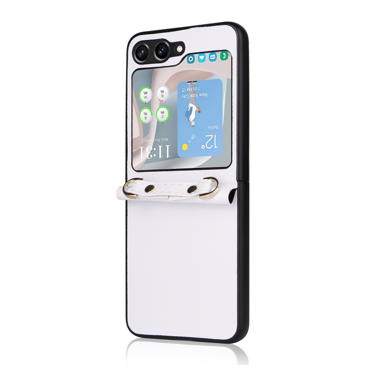 For Samsung Galaxy Z Flip5 5G PU Leather PC Phone Case with Lanyard(White) For Samsung Galaxy Z Flip5 5G PU Leather PC Phone Case with Lanyard(White)