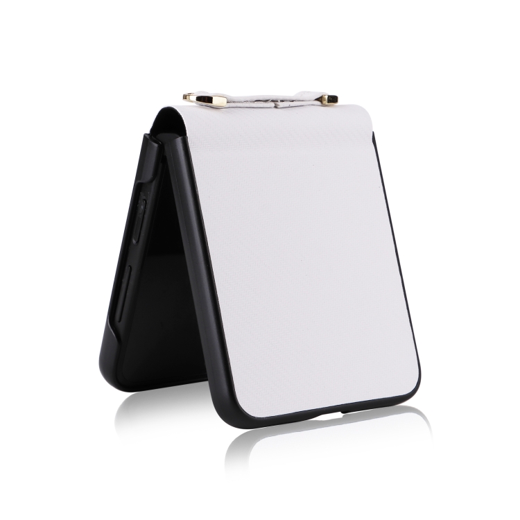 For Samsung Galaxy Z Flip5 5G PU Leather PC Phone Case with Lanyard(White) For Samsung Galaxy Z Flip5 5G PU Leather PC Phone Case with Lanyard(White)