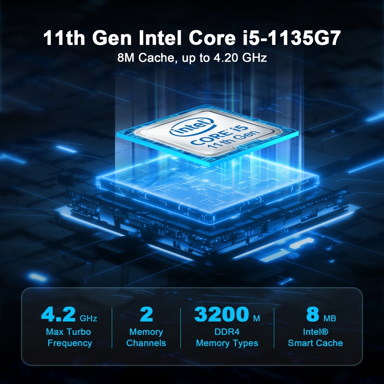 GXMO G35 Windows 11 Intel Core i5-1135G7 Mini PC NVME SSD WiFi6 Mini computadora de escritorio, especificación: 16 GB + 512 GB (negro) - 2