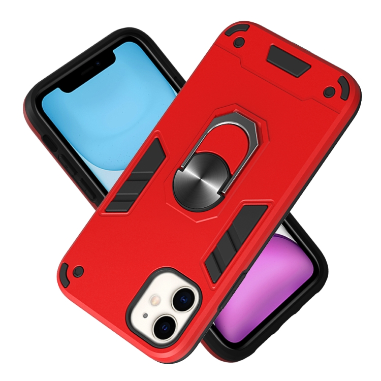 For iPhone 11 2 in 1 Armour Series PC + TPU Protective Case with Ring Holder(Red) For iPhone 11 2 in 1 Armour Series PC + TPU Protective Case with Ring Holder(Red)