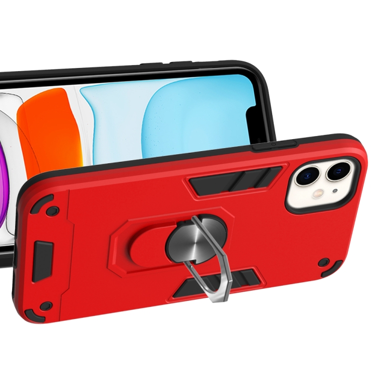For iPhone 11 2 in 1 Armour Series PC + TPU Protective Case with Ring Holder(Red) For iPhone 11 2 in 1 Armour Series PC + TPU Protective Case with Ring Holder(Red)