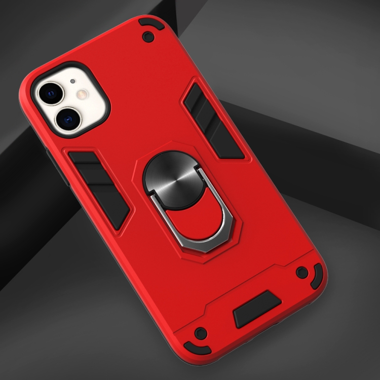 For iPhone 11 2 in 1 Armour Series PC + TPU Protective Case with Ring Holder(Red) For iPhone 11 2 in 1 Armour Series PC + TPU Protective Case with Ring Holder(Red)