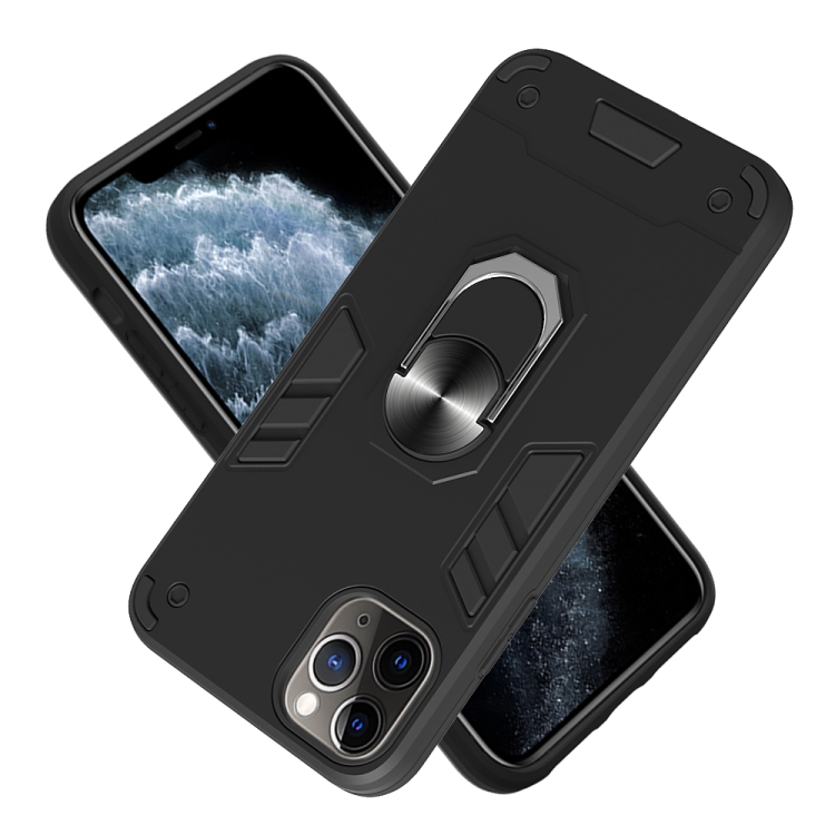 For iPhone 11 Pro Max 2 in 1 Armour Series PC + TPU Protective Case with Ring Holder(Black)