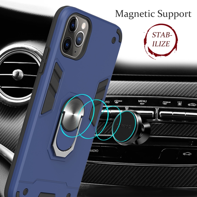For iPhone 11 Pro Max 2 in 1 Armour Series PC + TPU Protective Case with Ring Holder(Black)