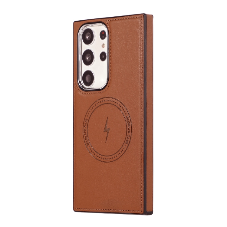 For Samsung Galaxy S23 Ultra 5G Side Leather Magsafe Phone Case(Brown) For Samsung Galaxy S23 Ultra 5G Side Leather Magsafe Phone Case(Brown)