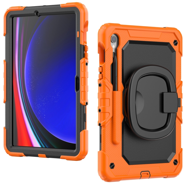 Para Samsung Galaxy S9 D Tipo Funda para tableta híbrida de silicona para PC con asa (naranja) - 1