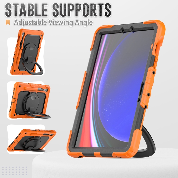 Para Samsung Galaxy S9 D Tipo Funda para tableta híbrida de silicona para PC con asa (naranja) - 5