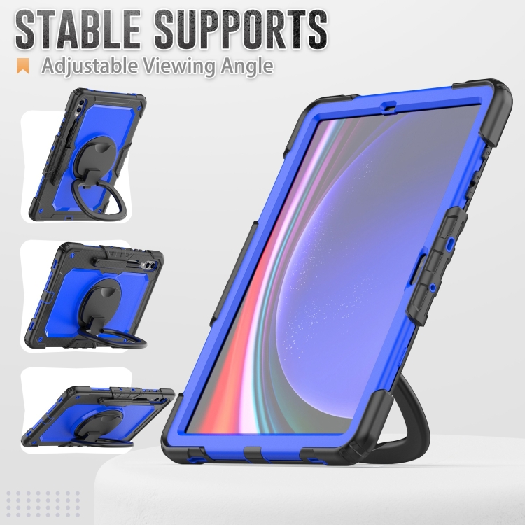 Para Samsung Galaxy S9 + D Tipo Funda para tableta híbrida de silicona para PC con soporte para asa (PC azul) - 5