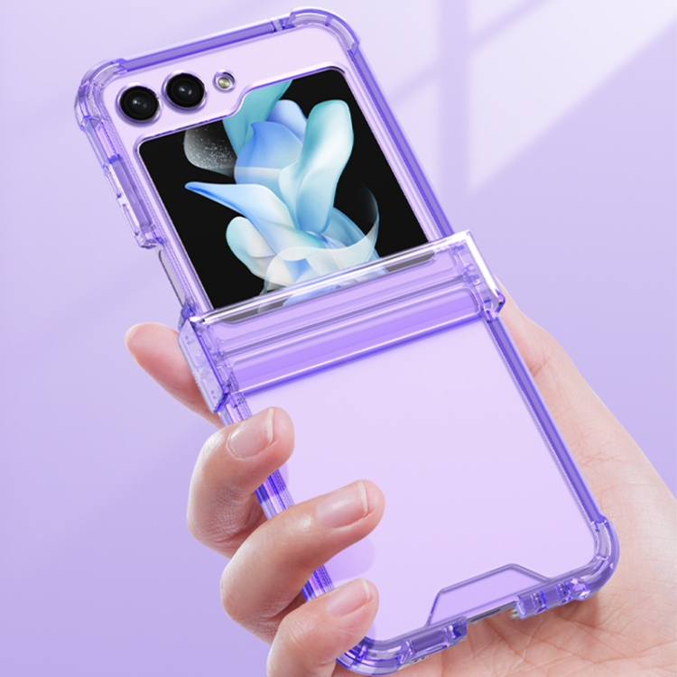 For Samsung Galaxy Z Flip5 GKK Electroplated Airbag Hinge Shockproof Phone Case(Transparent Blue) For Samsung Galaxy Z Flip5 GKK Electroplated Airbag Hinge Shockproof Phone Case(Transparent Blue)