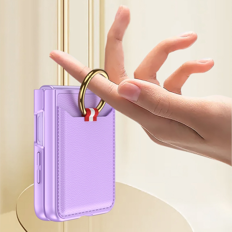 For Samsung Galaxy Z Flip5 GKK Integrated Plain Card Bag Phone Case with Ring Holder(Matcha Green) For Samsung Galaxy Z Flip5 GKK Integrated Plain Card Bag Phone Case with Ring Holder(Matcha Green)