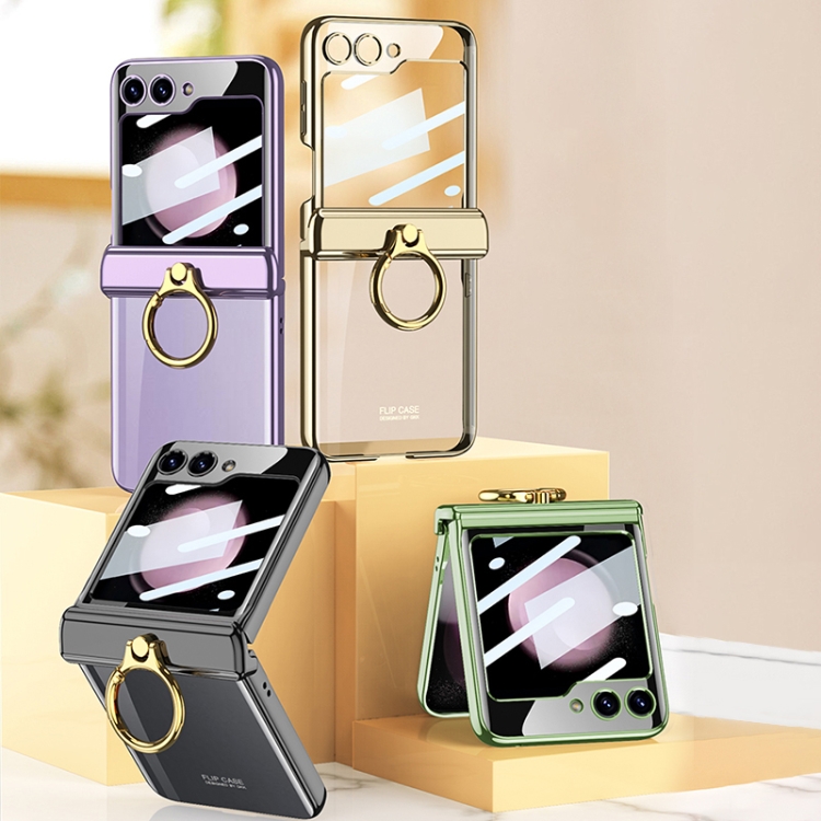For Samsung Galaxy Z Flip5 GKK Magnetic Folding Phantom Rotary Phone Case with Ring Holder(Purple) For Samsung Galaxy Z Flip5 GKK Magnetic Folding Phantom Rotary Phone Case with Ring Holder(Purple)