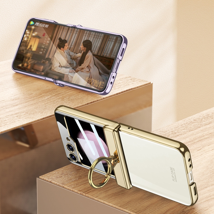 For Samsung Galaxy Z Flip5 GKK Magnetic Folding Phantom Rotary Phone Case with Ring Holder(Purple) For Samsung Galaxy Z Flip5 GKK Magnetic Folding Phantom Rotary Phone Case with Ring Holder(Purple)