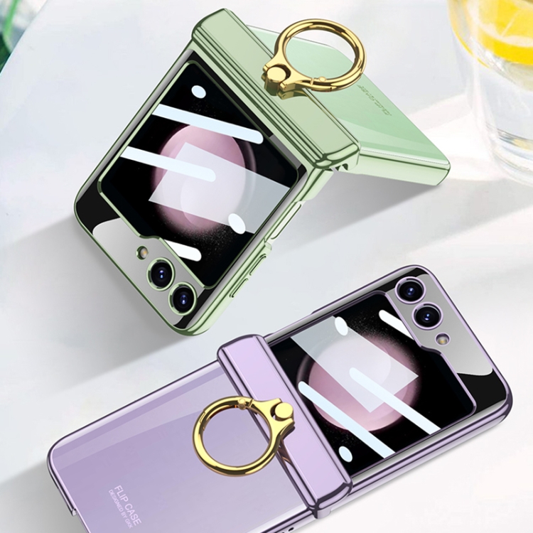 For Samsung Galaxy Z Flip5 GKK Magnetic Folding Phantom Rotary Phone Case with Ring Holder(Purple) For Samsung Galaxy Z Flip5 GKK Magnetic Folding Phantom Rotary Phone Case with Ring Holder(Purple)