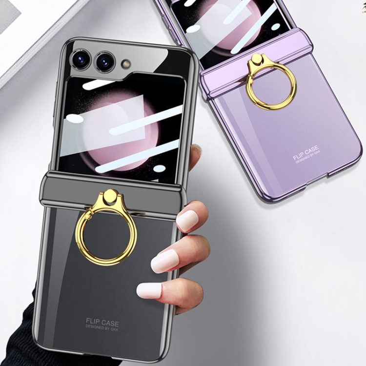 For Samsung Galaxy Z Flip5 GKK Magnetic Folding Phantom Rotary Phone Case with Ring Holder(Purple) For Samsung Galaxy Z Flip5 GKK Magnetic Folding Phantom Rotary Phone Case with Ring Holder(Purple)