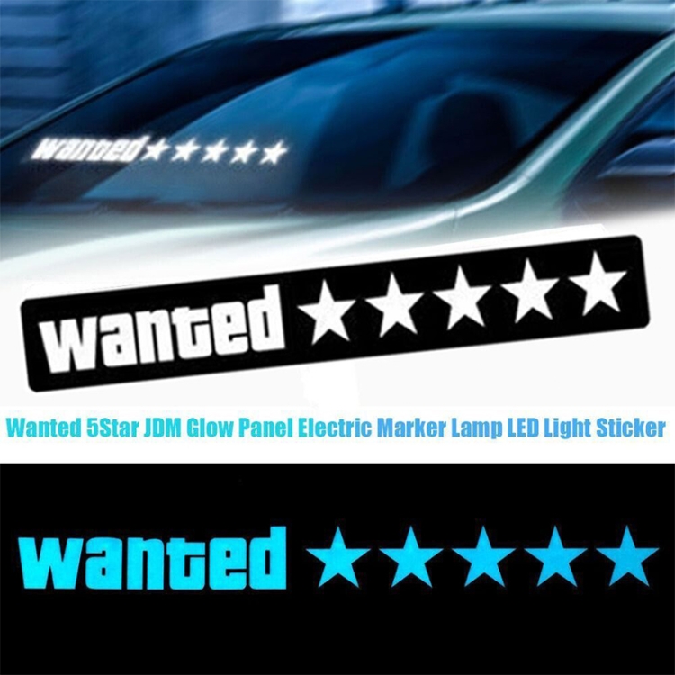 EL Luminous Car Stickers Cold Light Car Stickers Car Luminous Pattern  Decoration(Wanted Blue)