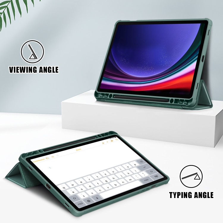 For Samsung Galaxy Tab S9 Acrylic 3-folding Smart Leather Tablet Case(Deep Green) For Samsung Galaxy Tab S9 Acrylic 3-folding Smart Leather Tablet Case(Deep Green)