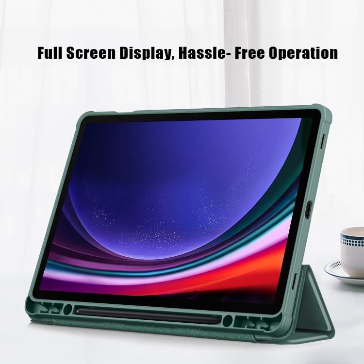 For Samsung Galaxy Tab S9 Acrylic 3-folding Smart Leather Tablet Case(Deep Green) For Samsung Galaxy Tab S9 Acrylic 3-folding Smart Leather Tablet Case(Deep Green)