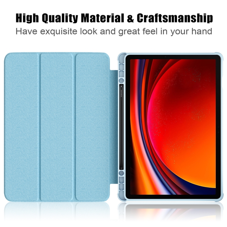 For Samsung Galaxy Tab S9 Acrylic 3-folding Painted Smart Leather Tablet Case(Waves) For Samsung Galaxy Tab S9 Acrylic 3-folding Painted Smart Leather Tablet Case(Waves)