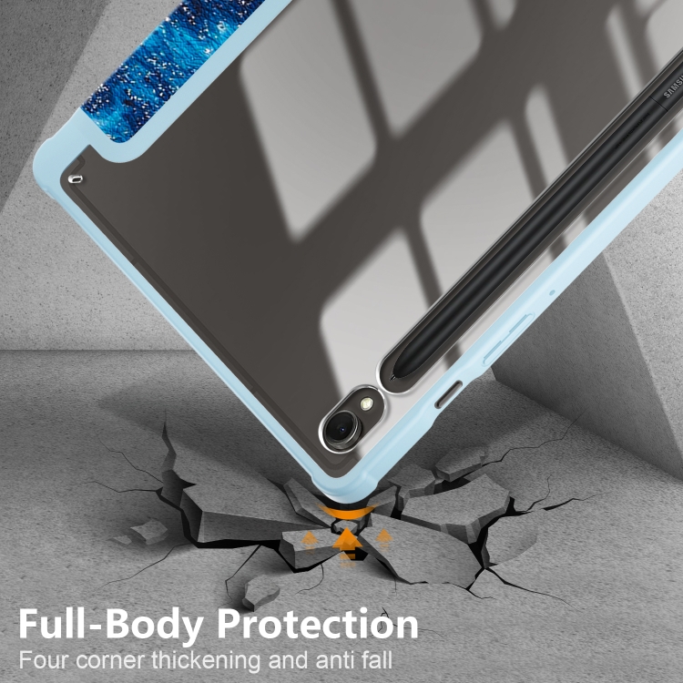 Para Samsung Galaxy Tab S9 Funda para tableta de cuero inteligente pintada con 3 pliegues acrílicos (ondas) - 6