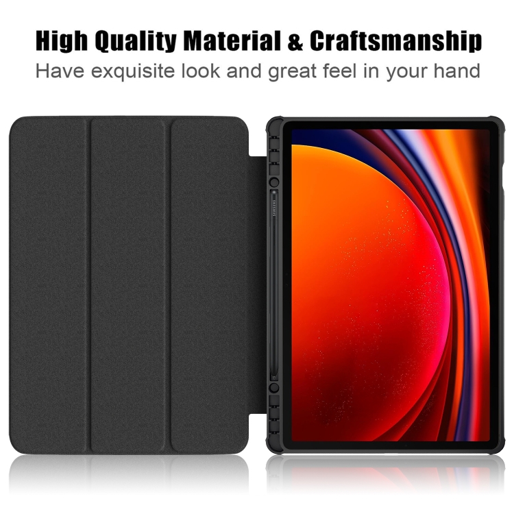 Para Samsung Galaxy Tab S9 + Funda para tableta de cuero inteligente pintada con 3 pliegues acrílicos (Vía Láctea) - 2
