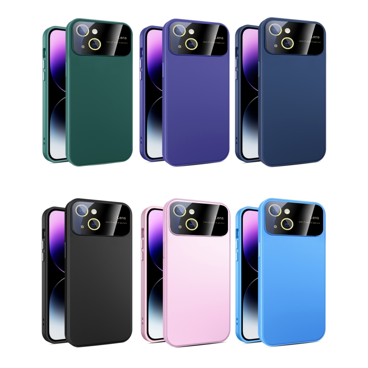For iPhone 15 Plus Large Glass Window PC Phone Case with Integrated Lens Film(Green) For iPhone 15 Plus Large Glass Window PC Phone Case with Integrated Lens Film(Green)