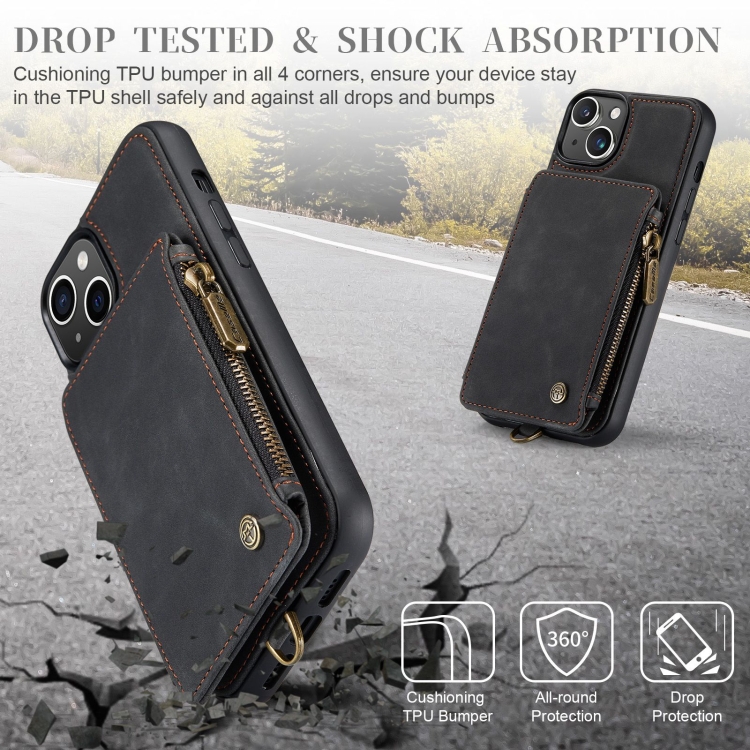For iPhone 15 CaseMe C20 Multifunctional RFID Leather Phone Case(Black) For iPhone 15 CaseMe C20 Multifunctional RFID Leather Phone Case(Black)
