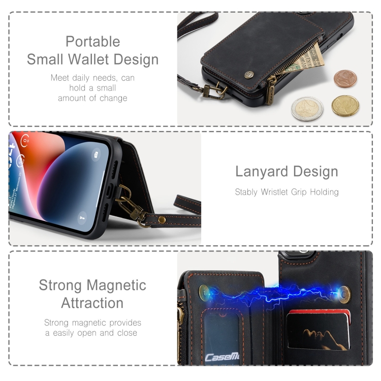 For iPhone 15 CaseMe C20 Multifunctional RFID Leather Phone Case(Black) For iPhone 15 CaseMe C20 Multifunctional RFID Leather Phone Case(Black)