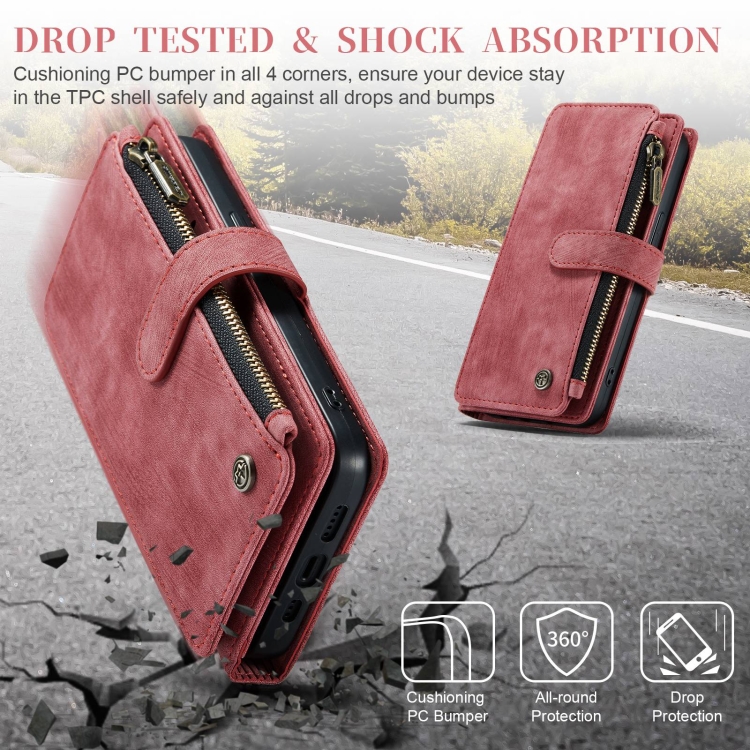 For iPhone 15 CaseMe C30 Multifunctional Leather Phone Case(Red) For iPhone 15 CaseMe C30 Multifunctional Leather Phone Case(Red)