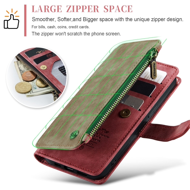 For iPhone 15 CaseMe C30 Multifunctional Leather Phone Case(Red) For iPhone 15 CaseMe C30 Multifunctional Leather Phone Case(Red)
