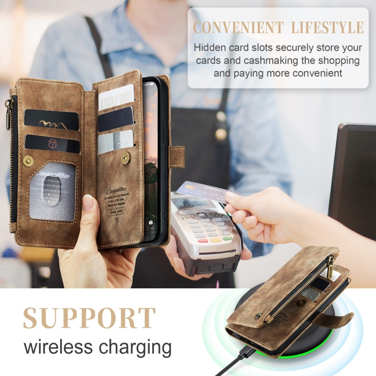 For iPhone 15 Pro CaseMe C30 Multifunctional Leather Phone Case(Brown) For iPhone 15 Pro CaseMe C30 Multifunctional Leather Phone Case(Brown)