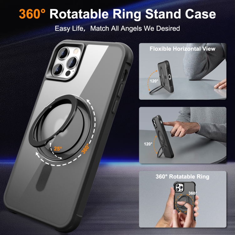 For iPhone 13 Pro Max / 12 Pro Max MagSafe Magnetic Rotating Holder Phone Case(Black) For iPhone 13 Pro Max / 12 Pro Max MagSafe Magnetic Rotating Holder Phone Case(Black)
