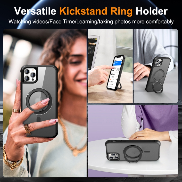 For iPhone 13 Pro Max / 12 Pro Max MagSafe Magnetic Rotating Holder Phone Case(Black) For iPhone 13 Pro Max / 12 Pro Max MagSafe Magnetic Rotating Holder Phone Case(Black)