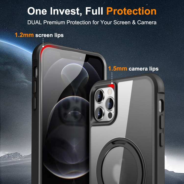 For iPhone 13 Pro Max / 12 Pro Max MagSafe Magnetic Rotating Holder Phone Case(Black) For iPhone 13 Pro Max / 12 Pro Max MagSafe Magnetic Rotating Holder Phone Case(Black)