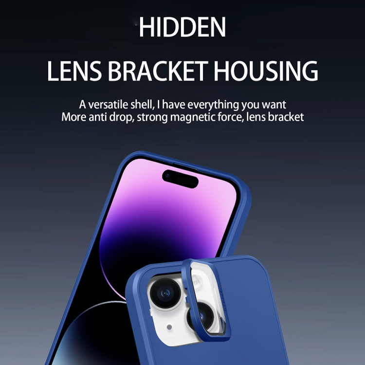 For iPhone 14 Plus Skin Feel Magnifier MagSafe Lens Holder Phone Case(Royal Blue) For iPhone 14 Plus Skin Feel Magnifier MagSafe Lens Holder Phone Case(Royal Blue)
