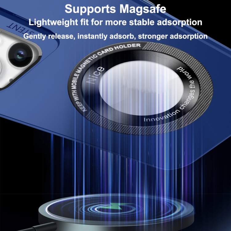 For iPhone 14 Plus Skin Feel Magnifier MagSafe Lens Holder Phone Case(Royal Blue) For iPhone 14 Plus Skin Feel Magnifier MagSafe Lens Holder Phone Case(Royal Blue)