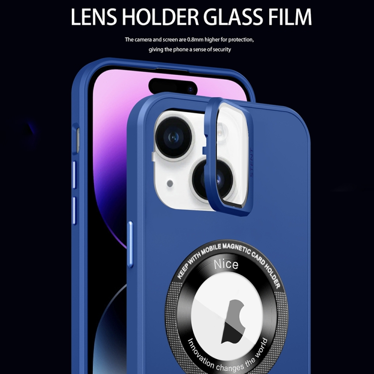 For iPhone 14 Plus Skin Feel Magnifier MagSafe Lens Holder Phone Case(Royal Blue) For iPhone 14 Plus Skin Feel Magnifier MagSafe Lens Holder Phone Case(Royal Blue)